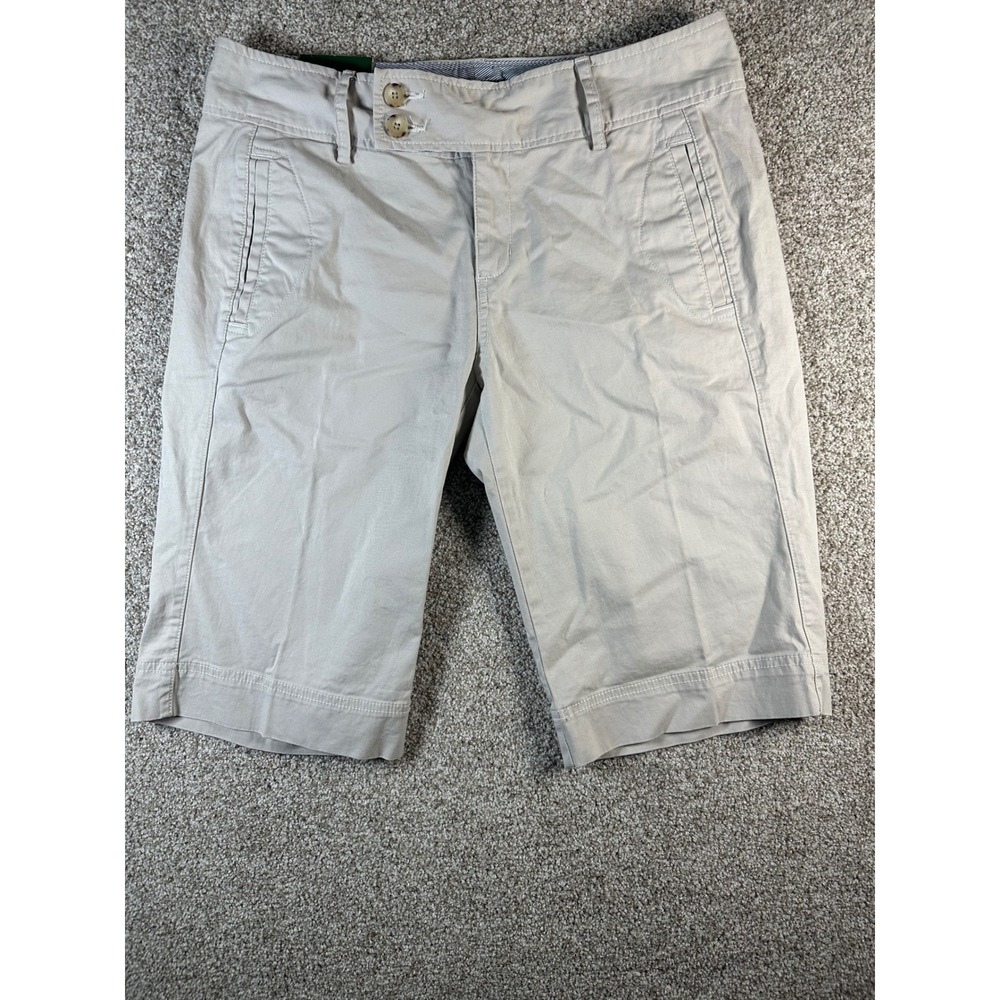 Eddie Bauer Vashon Fit Khaki Shorts Womens 12 Stone Beige Stretch Cotton Bermuda